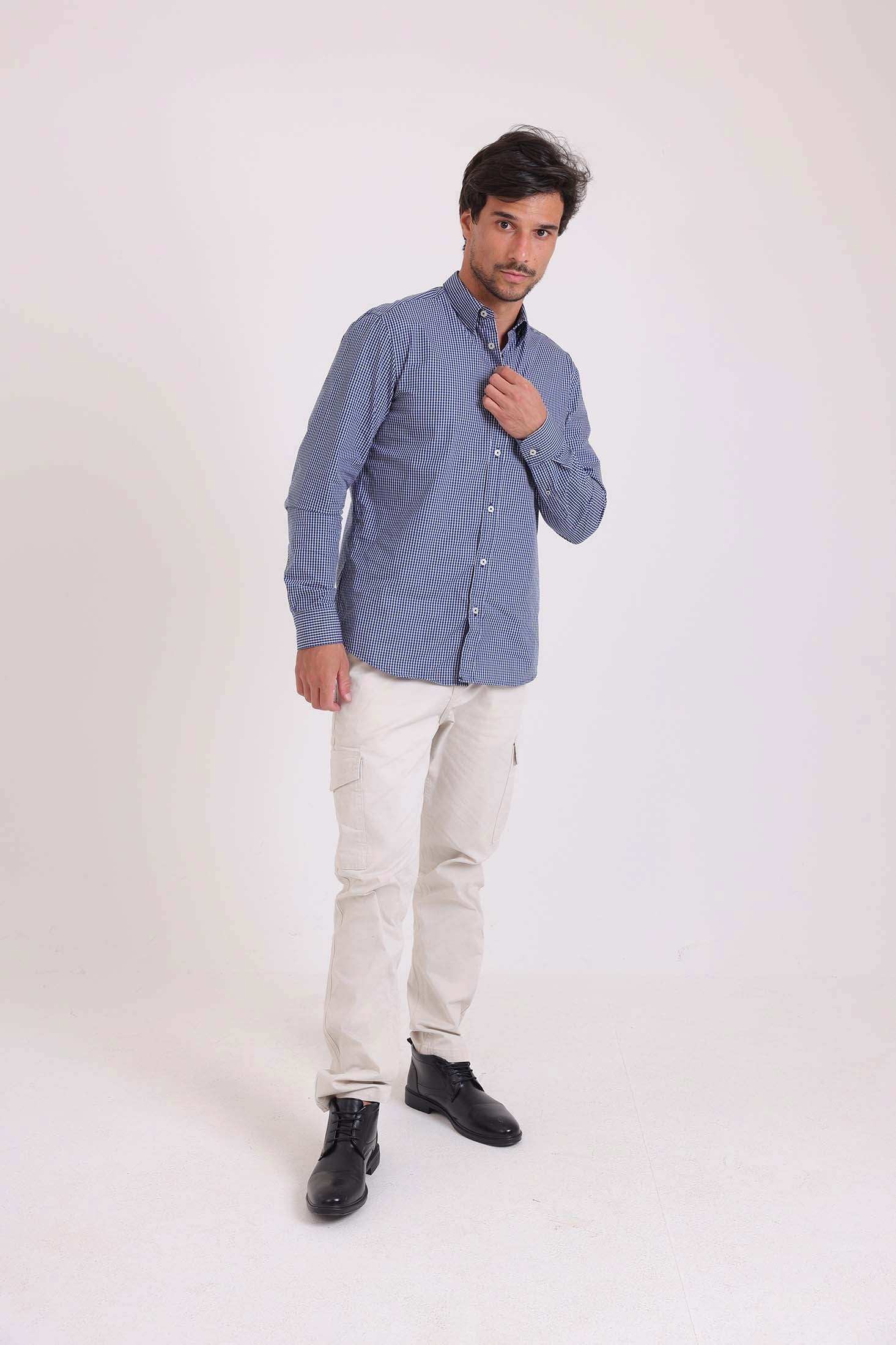Casual Gingham Button-Down Shirt