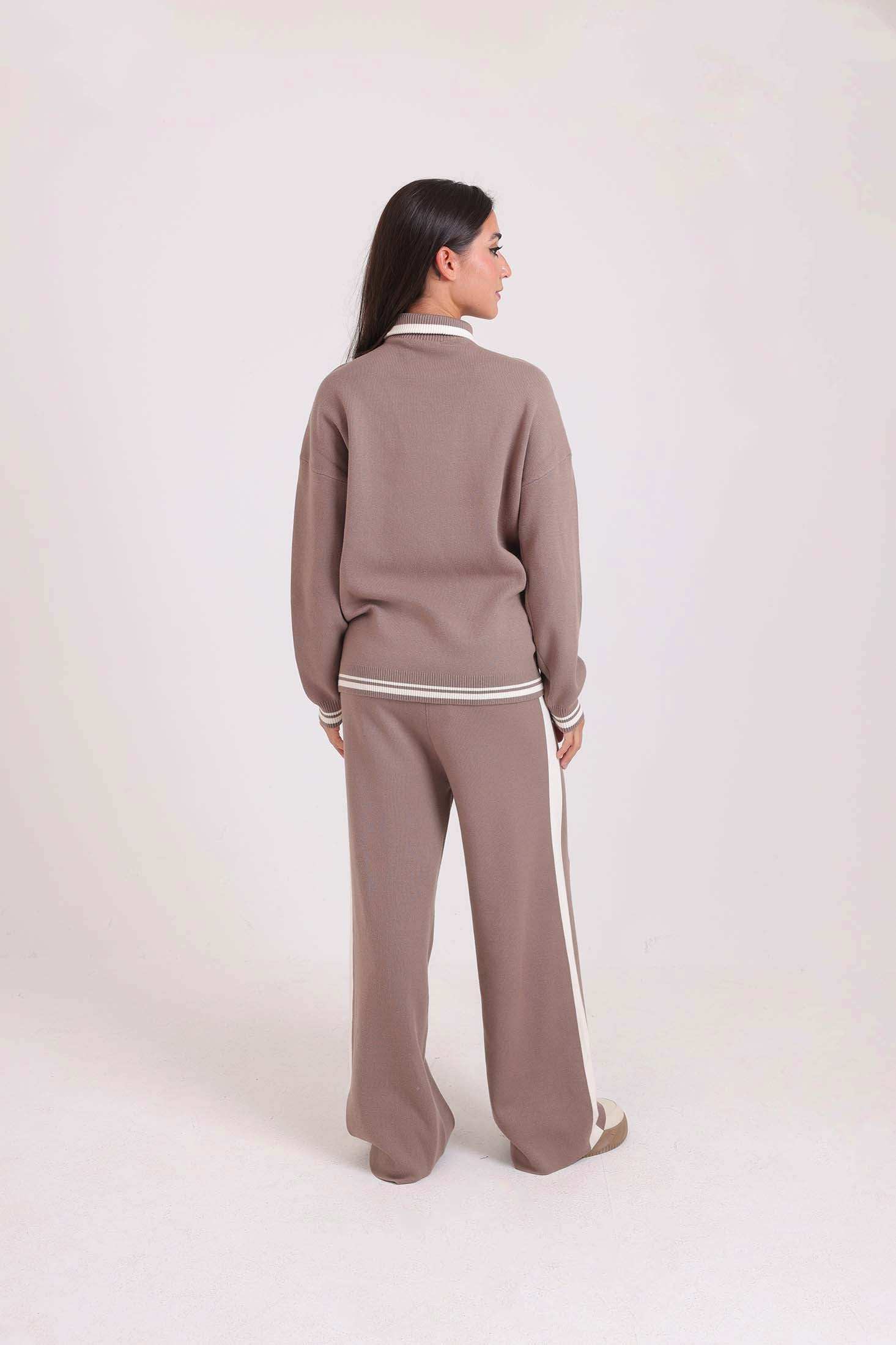 Piping Zipped Sweater with Front Pockets