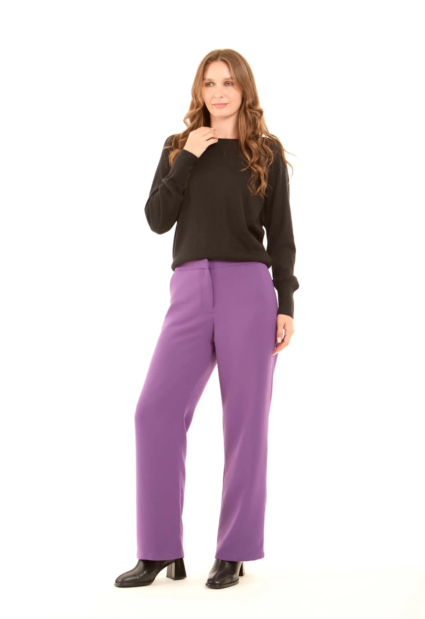 Crew Neck Solid Basic Pullover