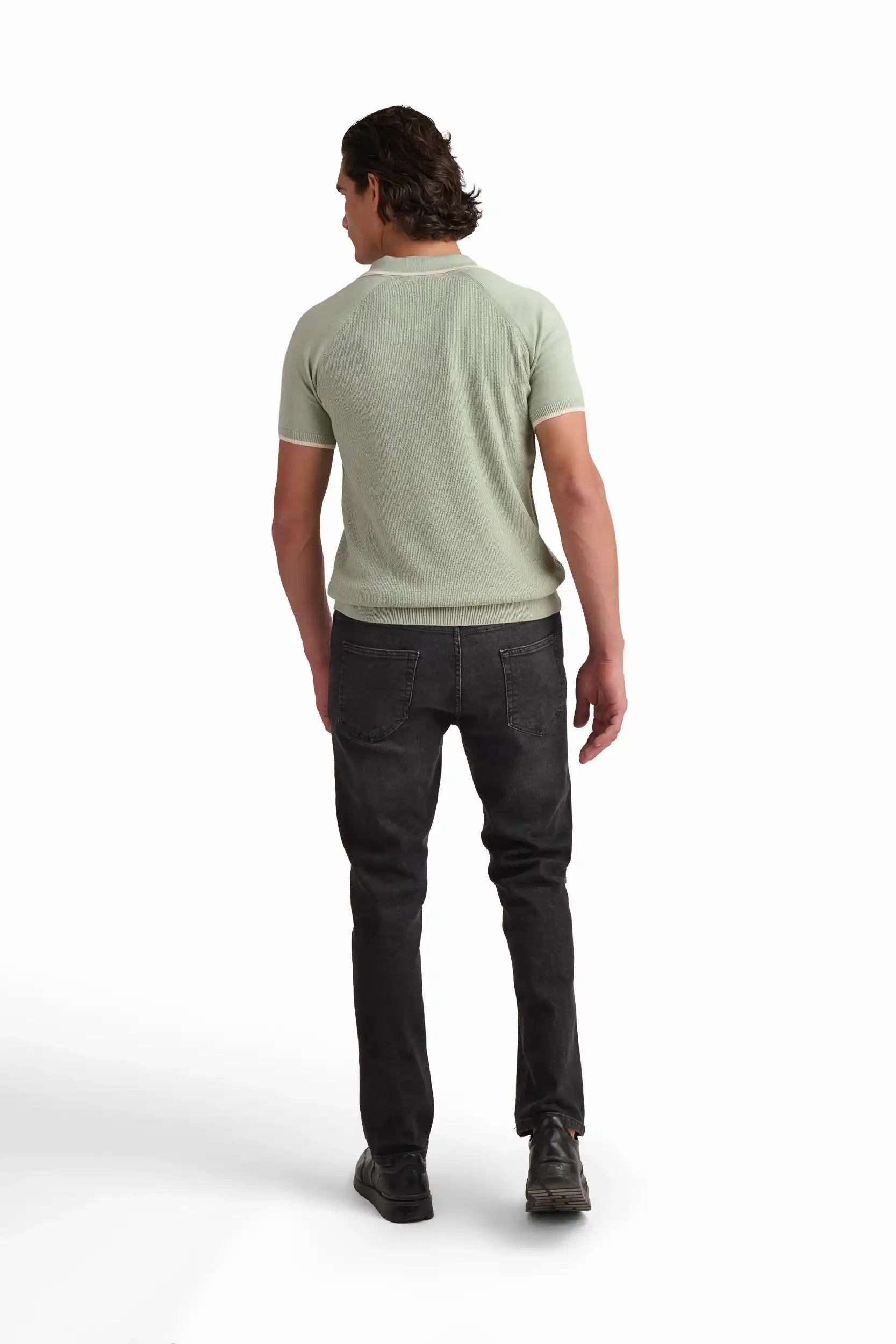 Sage Green Cotton-Modal Polo Shirt