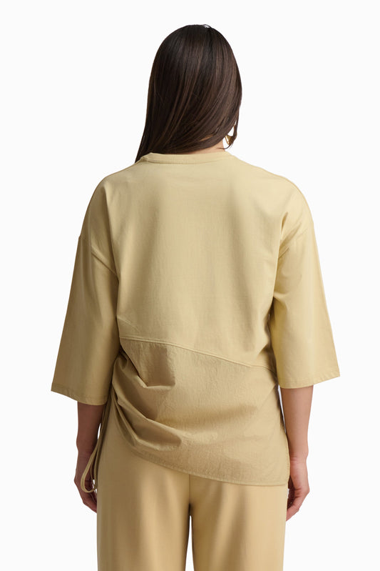 Sand Contrast Panel Cotton Top