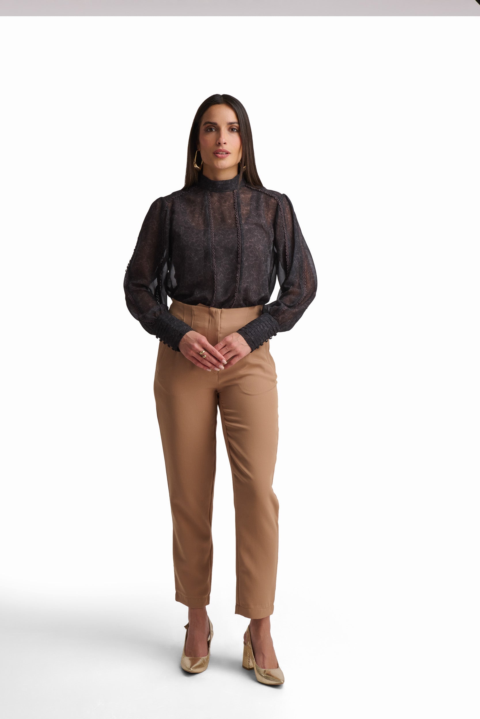 Black Blouse with Textured Detail