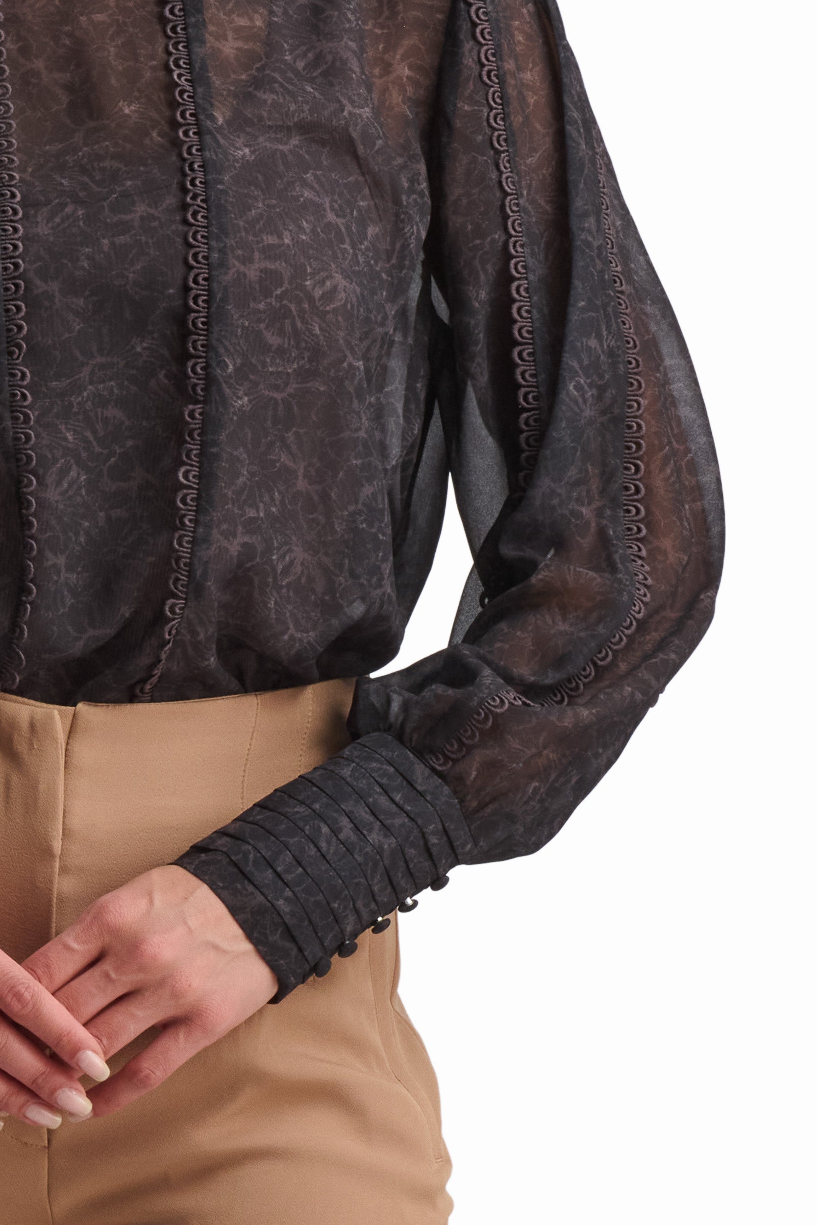 Black Blouse with Textured Detail