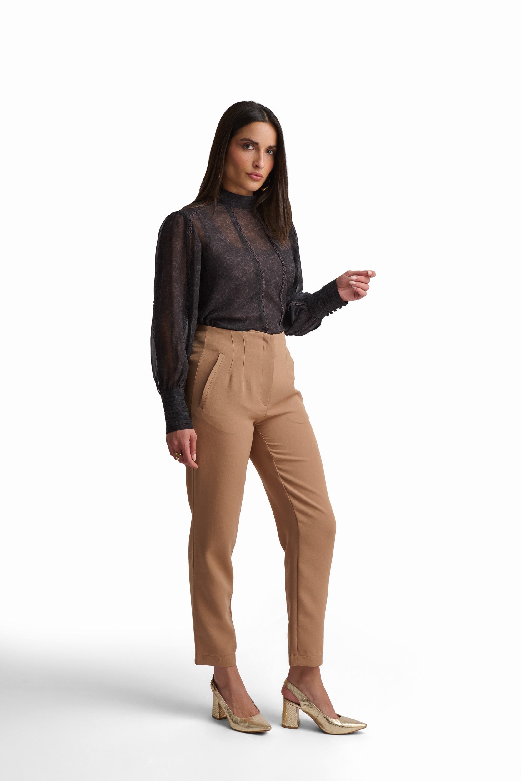 Black Blouse with Textured Detail