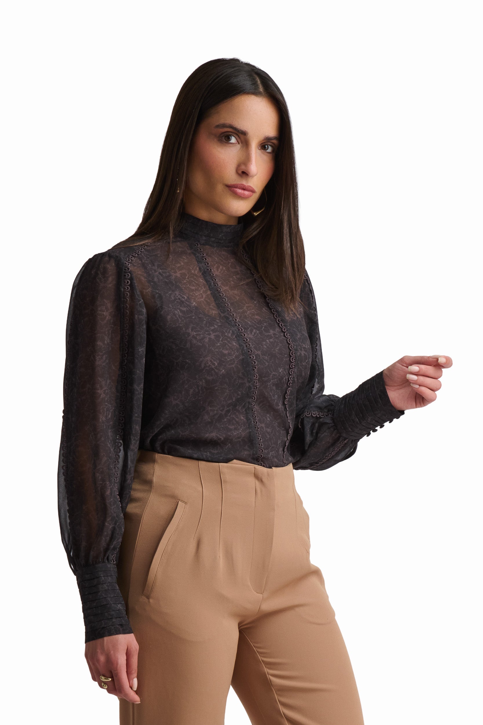 Black Blouse with Textured Detail