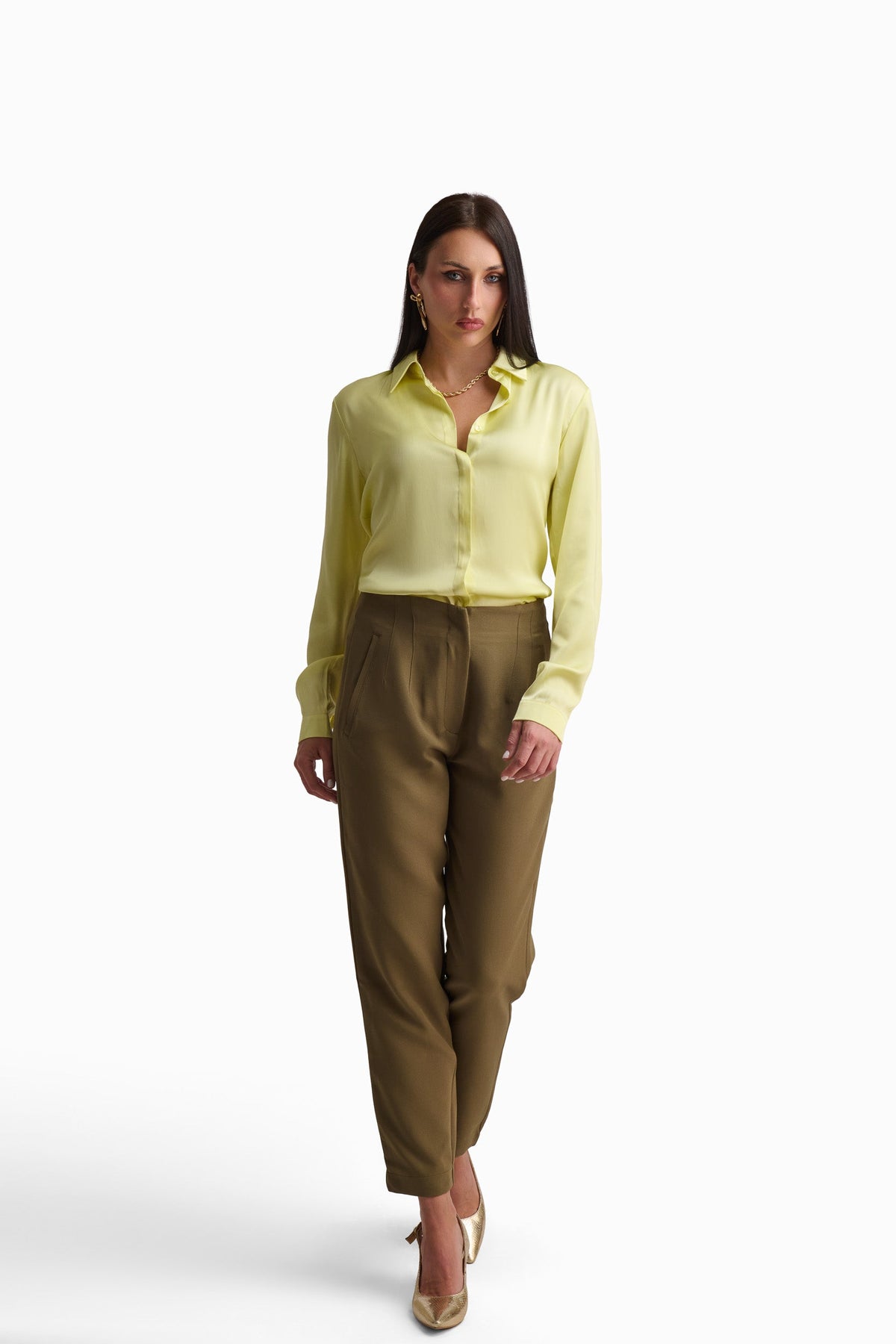 Soft Yellow Satin Shirt