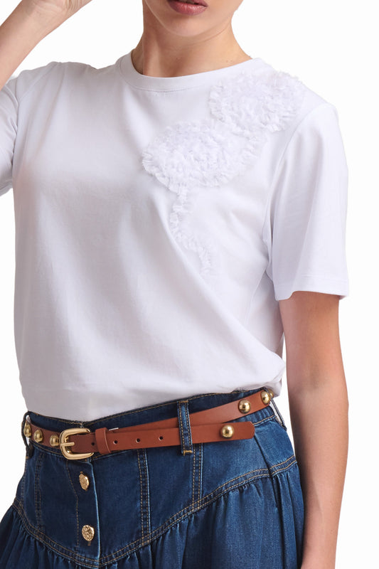 Floral Appliqué Viscose T-Shirt