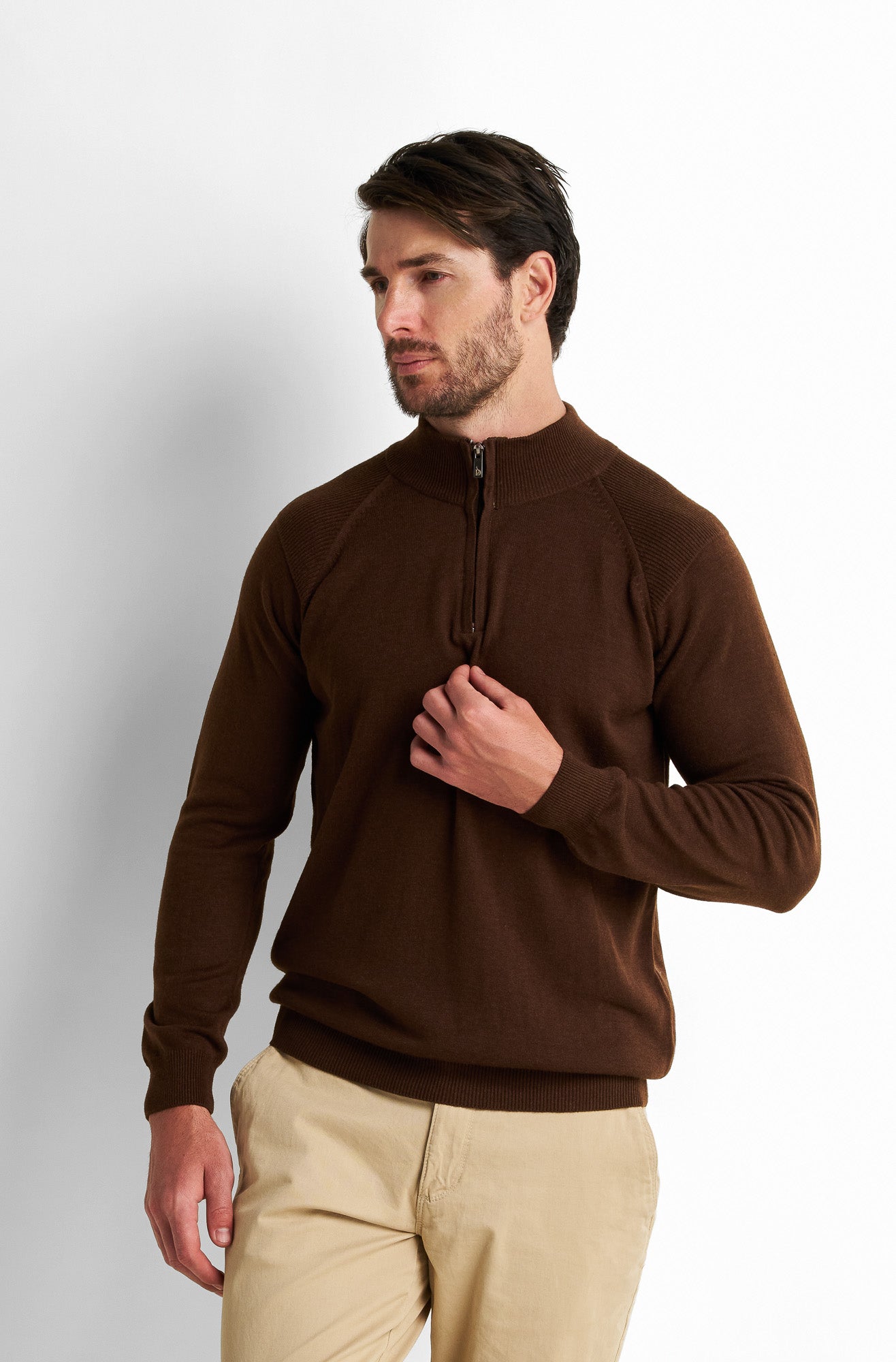 Zip-Front Collared Pullover