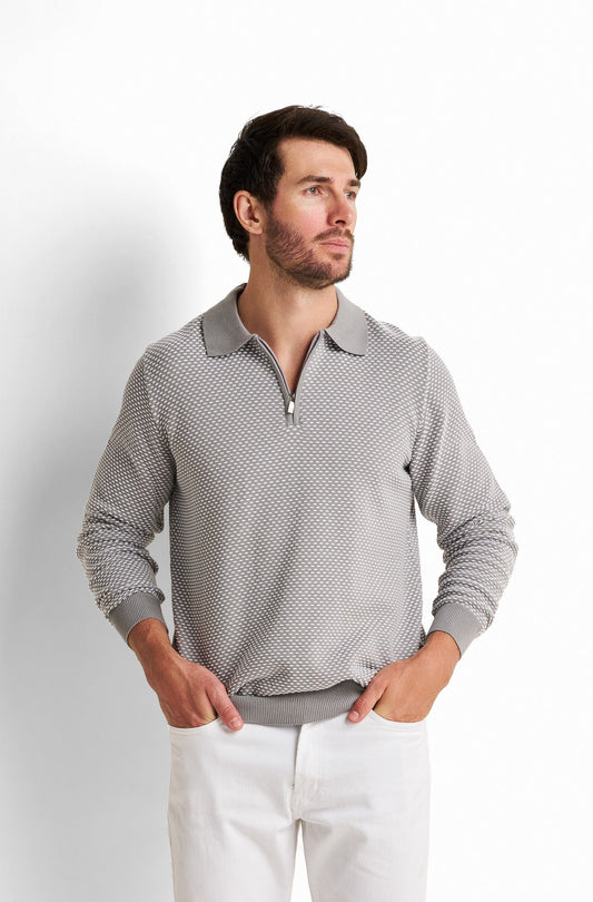 Zip-Front Collared Pullover